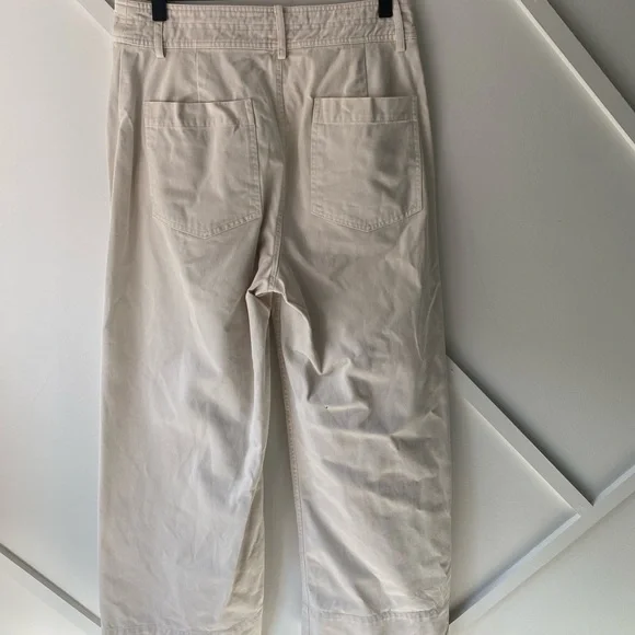 Apiece Apart Merida High Waist Wide Leg Crop Pants Khaki Cotton Size 6 | Minimal - Picture 4 of 15